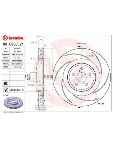 09.C266.21 Disco de freno Brembo