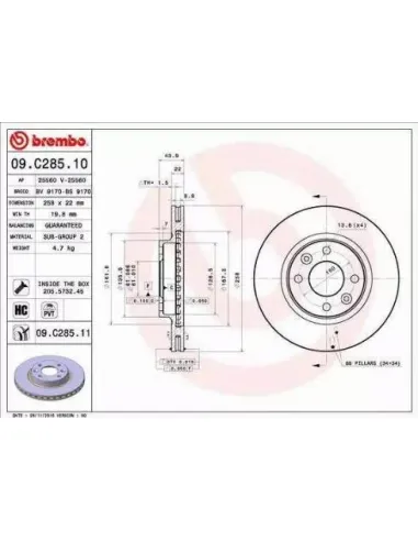 09.C285.11 Disco de freno Brembo