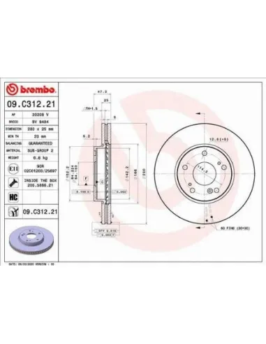 09.C312.21 Disco de freno Brembo