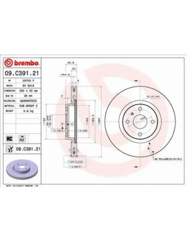 09.C391.21 Disco de freno Brembo