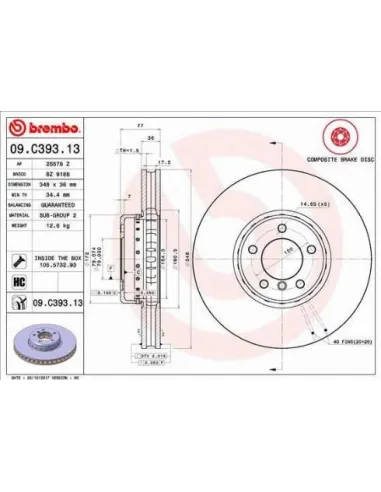 09C39313 Disco de freno Brembo