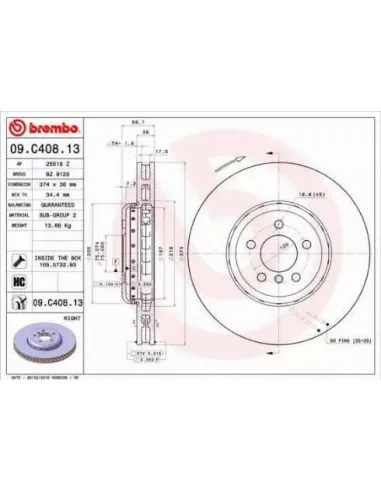 09C40813 Disco de freno Brembo