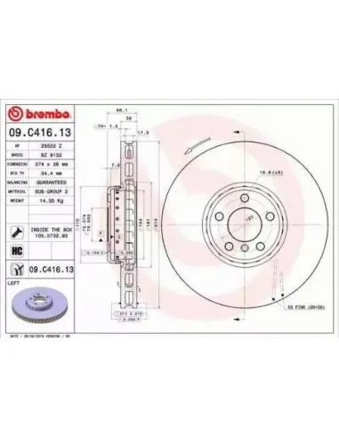 09C41613 Disco de freno Brembo