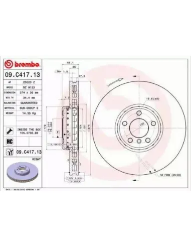 09C41713 Disco de freno Brembo