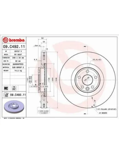 09.C492.11 Disco de freno Brembo