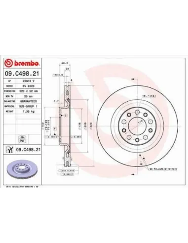 09.C498.21 Disco de freno Brembo