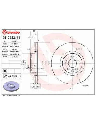 09.C522.11 Disco de freno Brembo