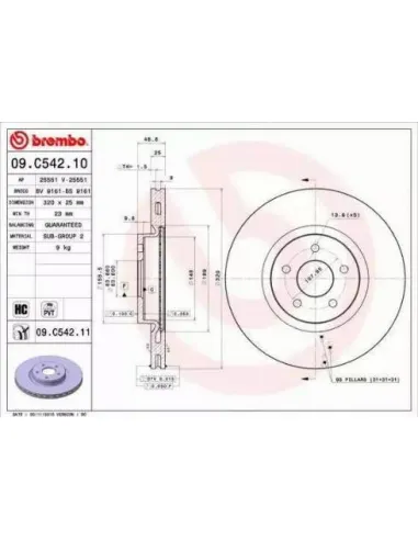 09.C542.11 Disco de freno Brembo