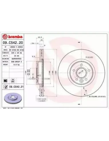 09.C542.21 Disco de freno Brembo