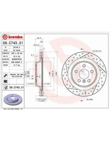 09.C743.21 Disco de freno Brembo