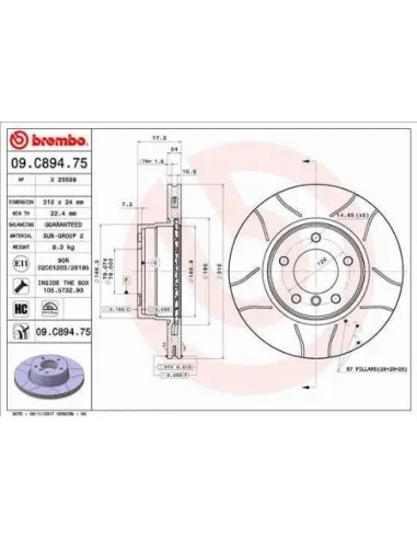 09C89475 Disco de freno Brembo