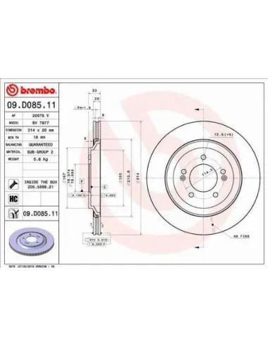 09.D085.11 Disco de freno Brembo