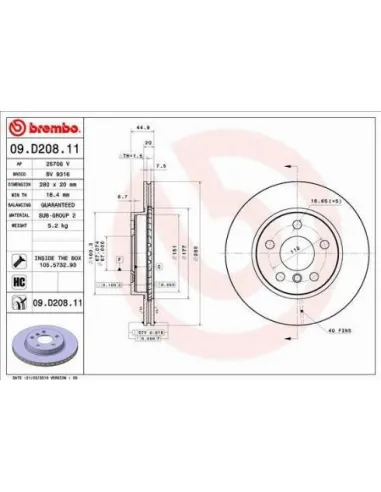 09.D208.11 Disco de freno Brembo