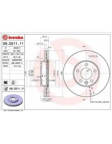 09.D211.11 Disco de freno Brembo