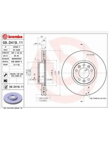 09.D419.11 Disco de freno Brembo