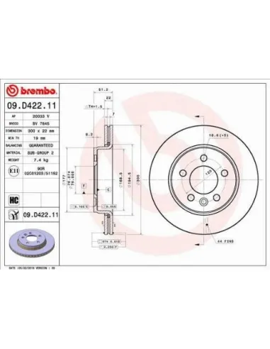 09.D422.11 Disco de freno Brembo