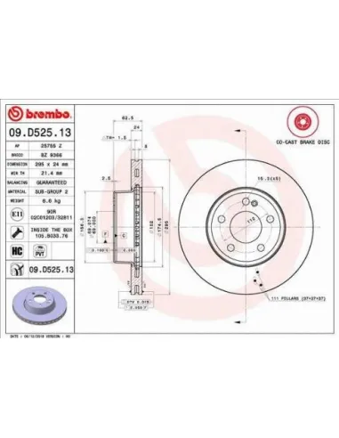 09D52513 Disco de freno Brembo