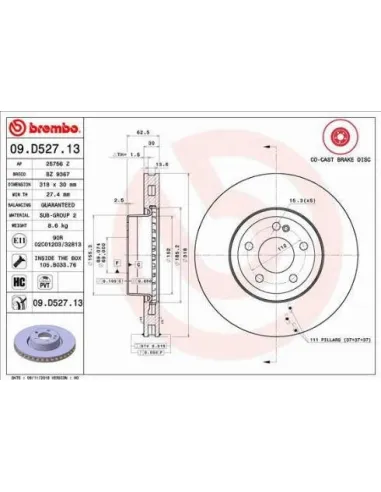 09D52713 Disco de freno Brembo