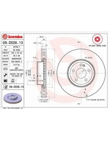 09D52813 Disco de freno Brembo