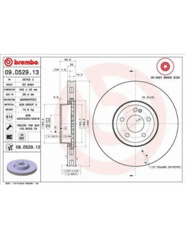 09D52913 Disco de freno Brembo