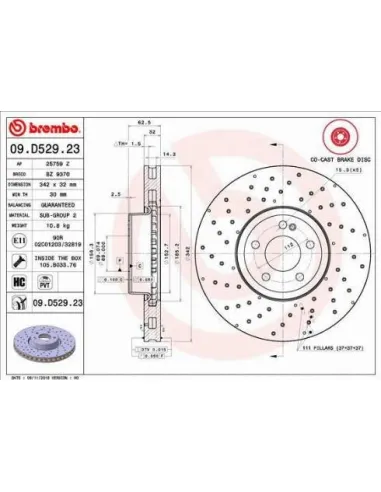 09D52923 Disco de freno Brembo