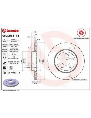 09D53313 Disco de freno Brembo