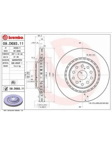 09.D693.11 Disco de freno Brembo