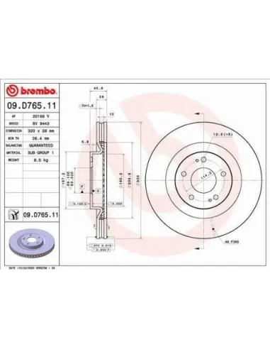 09.D765.11 Disco de freno Brembo