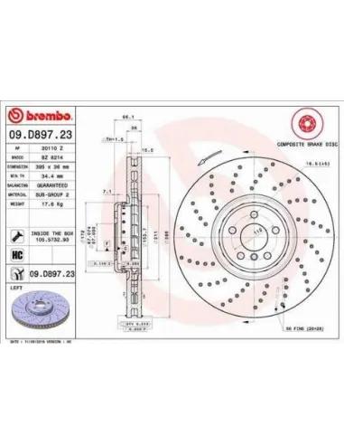 09D89723 Disco de freno Brembo