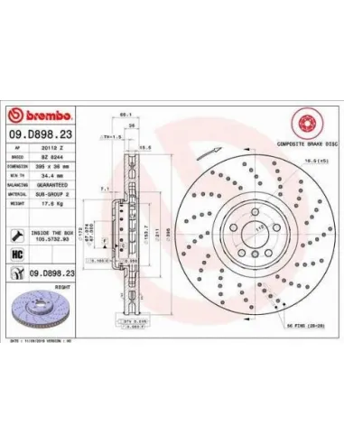 09D89823 Disco de freno Brembo