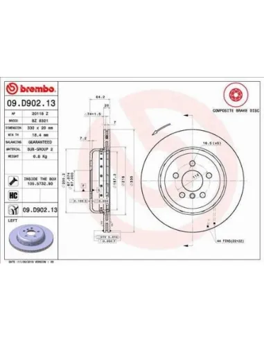 09D90213 Disco de freno Brembo