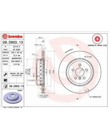 09D90313 Disco de freno Brembo