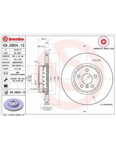 09D90413 Disco de freno Brembo