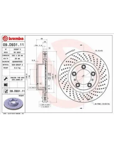 09.D931.11 Disco de freno Brembo