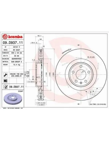 09.D937.11 Disco de freno Brembo