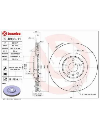 09.D938.11 Disco de freno Brembo