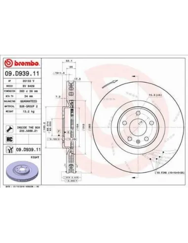 09.D939.11 Disco de freno Brembo