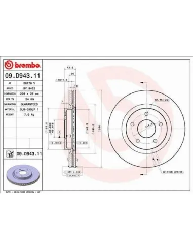 09.D943.11 Disco de freno Brembo