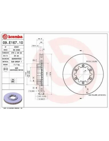 09.E167.10 Disco de freno Brembo