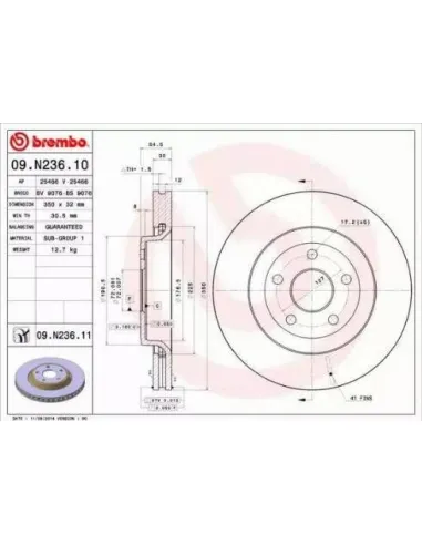 09.N236.11 Disco de freno Brembo