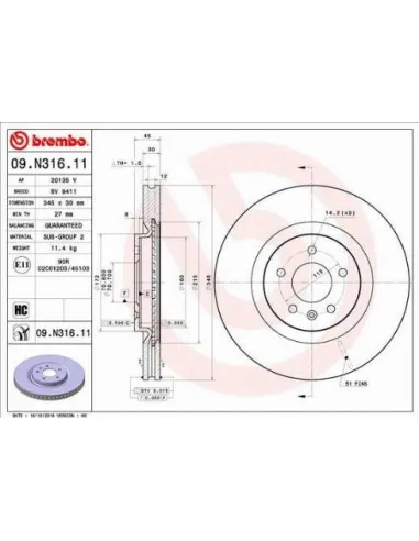 09.N316.11 Disco de freno Brembo