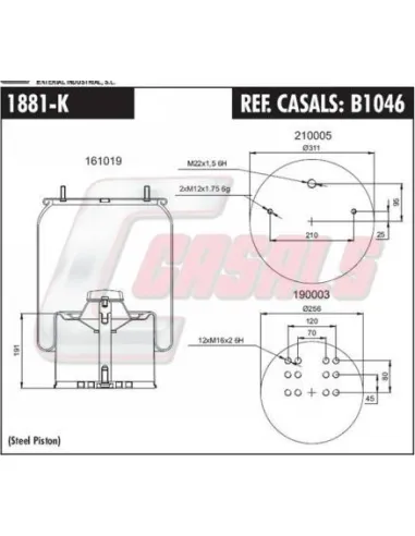 Sus Neumatica Bpw 36" Campana Metal