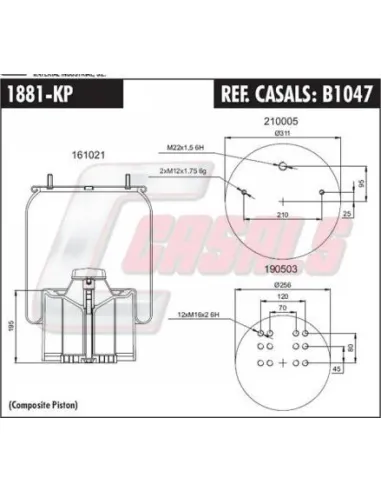 Sus.Neumatica Bpw 36" Plastico Completo