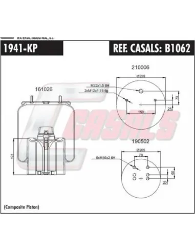 Sus.Neumatica Bpw 30" Plastico Completa