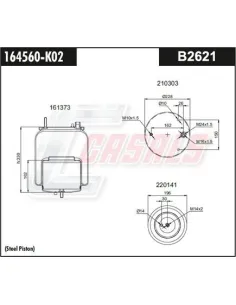 Fuelle de suspensión neumática B2621 Volvo eje trasero