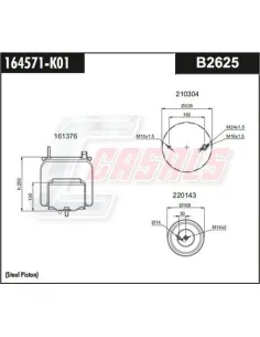 Fuelle de suspensión neumática B2625 Volvo eje trasero izquierdo