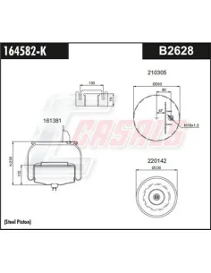 Fuelle de suspensión neumática B2628 Volvo eje delantero izquierdo