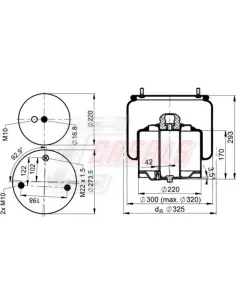 Fuelle de suspensión neumática B3002 DAF eje delantero derecho