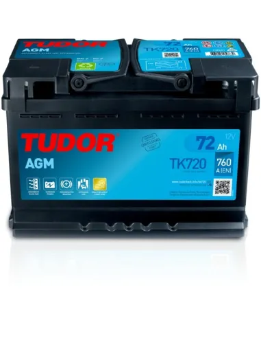 TUDOR - TK720 - Batería de arranque START-STOP 12V 72AH 760EN 190X175X278