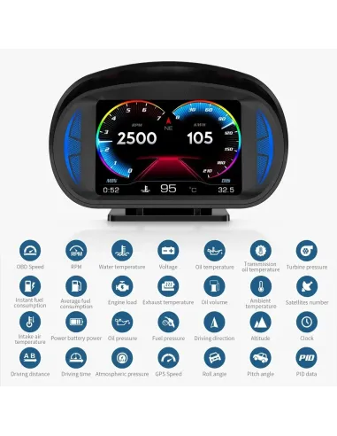 Velocímetro OBD2 GPS Digital con alarma